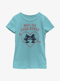 Disney Mickey Mouse Heart Polka Dot Silhouette Youth Girls T-Shirt