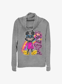 Disney Mickey Mouse Airbrushed Cowlneck Long-Sleeve Girls Top