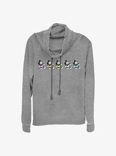 Disney Mickey Mouse Neon Pants Cowlneck Long-Sleeve Girls Top