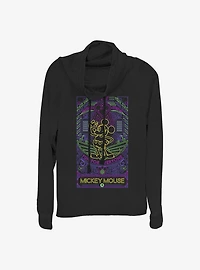Disney Mickey Mouse Neon Line Art Cowlneck Long-Sleeve Girls Top