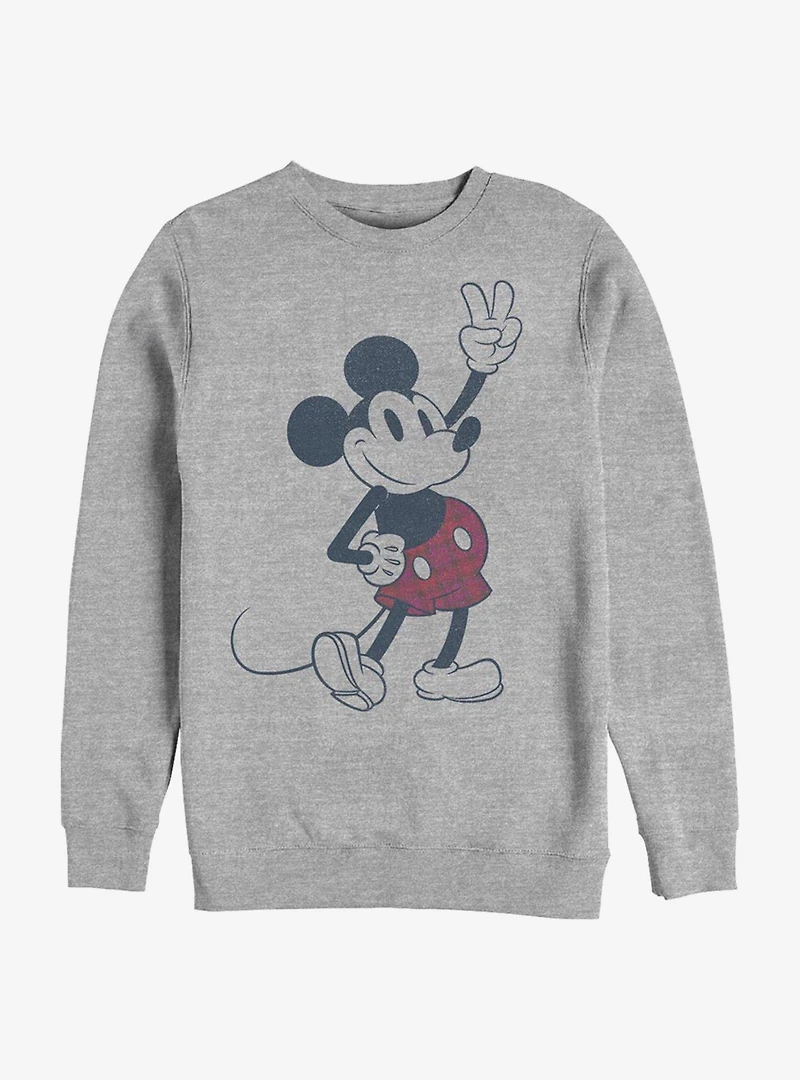 Disney Mickey Mouse Plaid Crew Sweatshirt