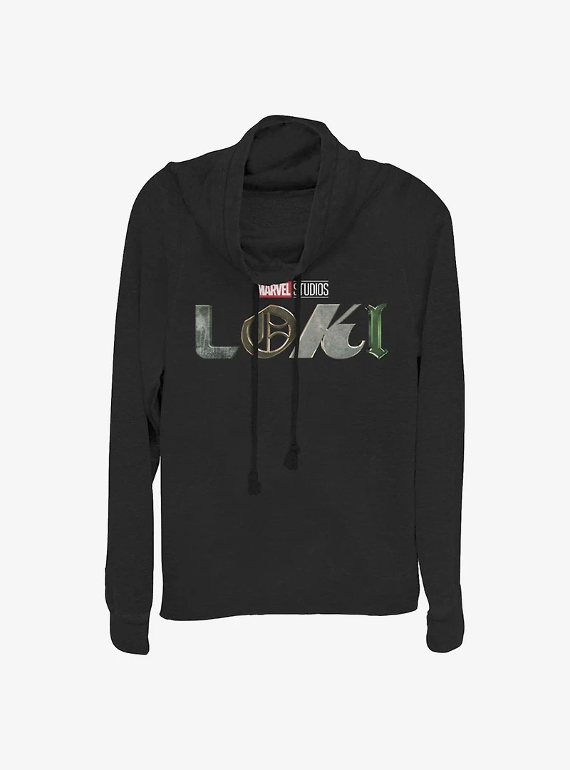 Marvel Loki Logo Cowlneck Long-Sleeve Girls Top