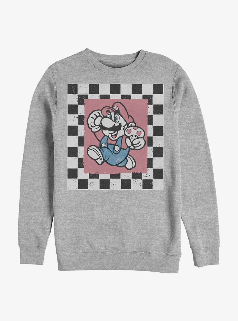 Super Mario Chubby Checkers Crew Sweatshirt