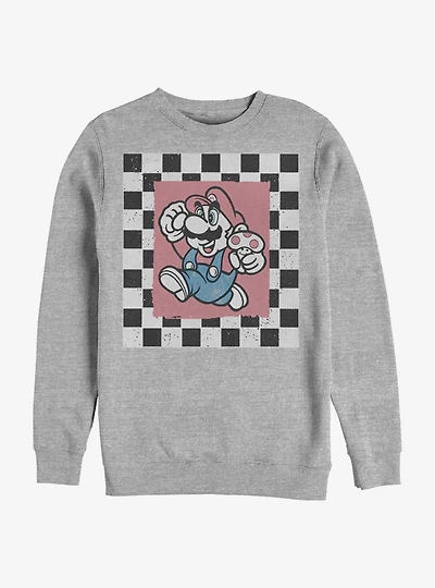 Super Mario Chubby Checkers Crew Sweatshirt