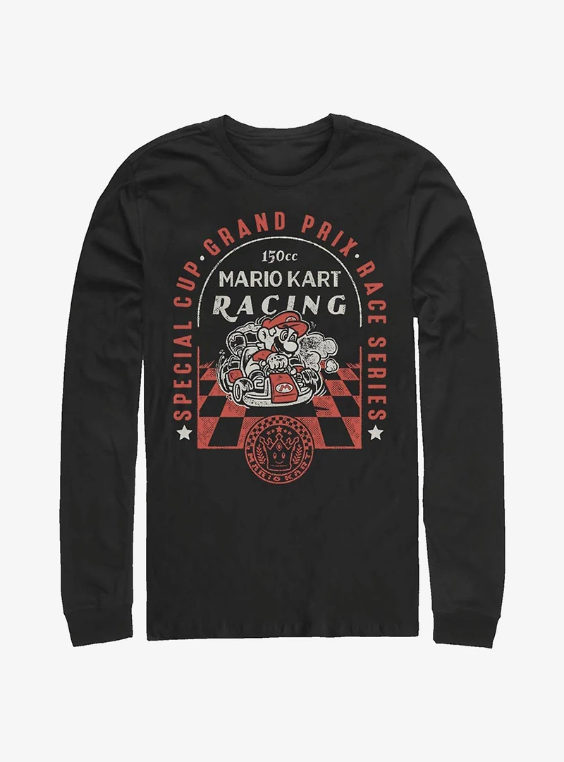 Super Mario Checkered Passed Long-Sleeve T-Shirt