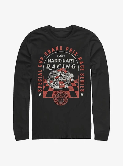 Super Mario Checkered Passed Long-Sleeve T-Shirt