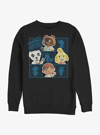 Animal Crossing Character Grid Crew Sweatshirt