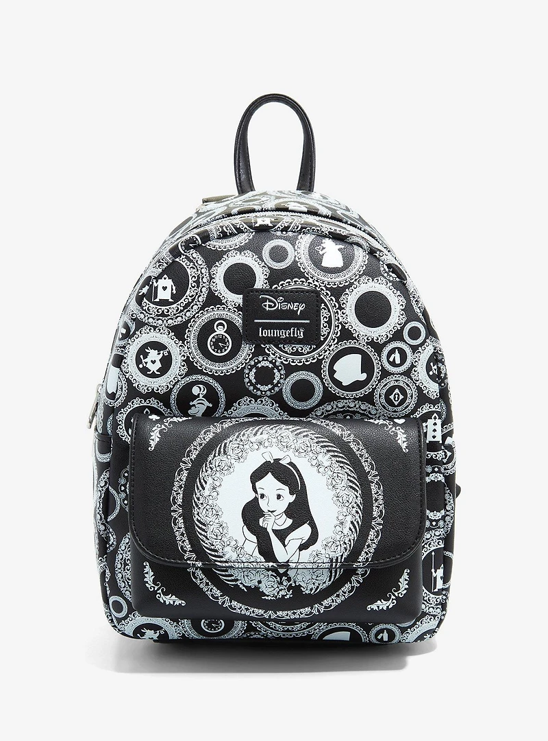 Loungefly Disney Alice In Wonderland Black & White Mini Backpack