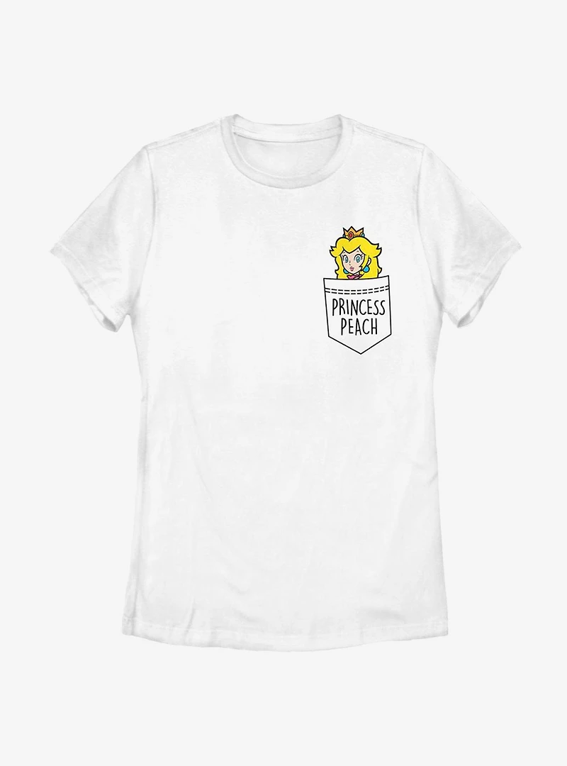 Nintendo Super Mario Faux Pocket Peach Womens T-Shirt