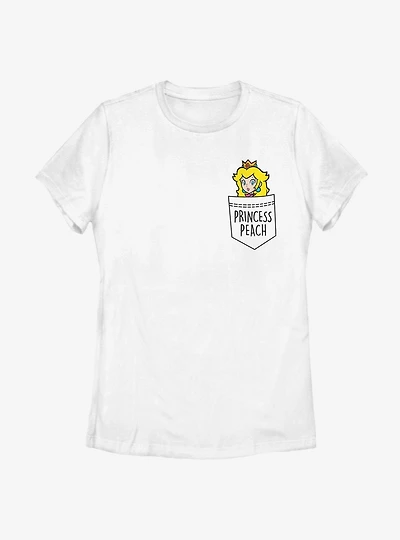 Nintendo Super Mario Faux Pocket Peach Womens T-Shirt