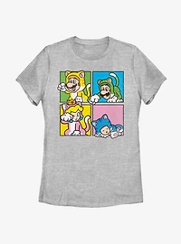 Nintendo Super Mario 4 Character Boxup Womens T-Shirt