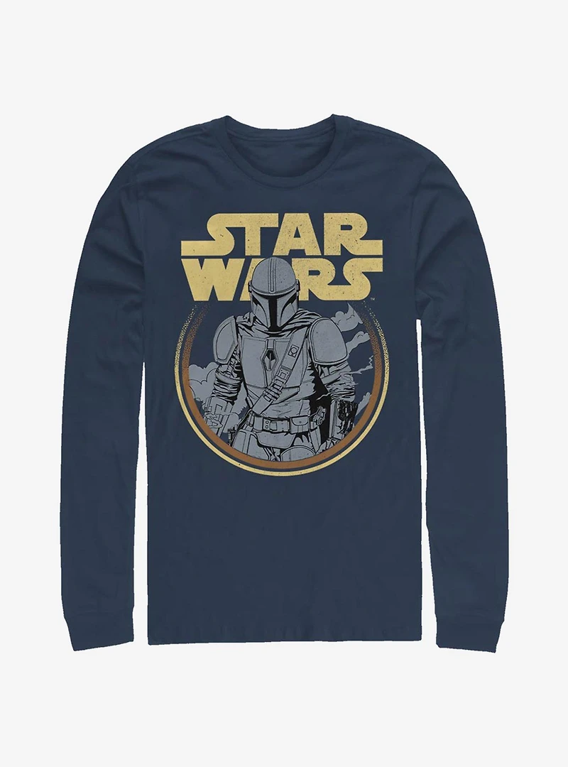 Star Wars The Mandalorian Retro Mando Long-Sleeve T-Shirt