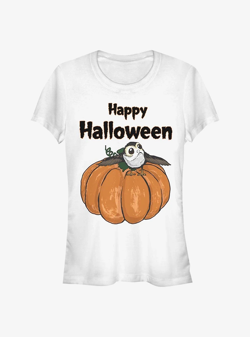 Star Wars: The Last Jedi Porg On A Pumpkin Girls T-Shirt