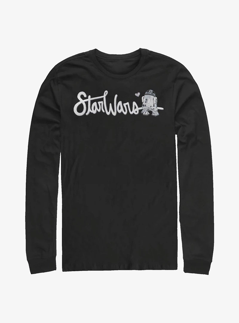 Star Wars Cursive R2 Long-Sleeve T-Shirt