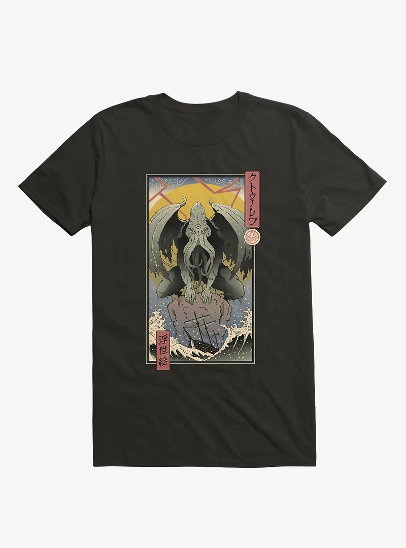 Ocean Cthulhu Edo Black T-Shirt