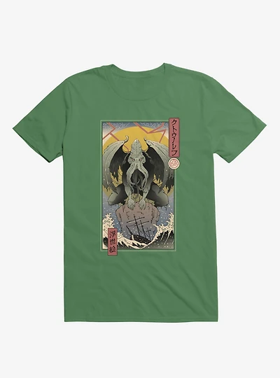 Ocean Cthulhu Edo Kelly Green T-Shirt