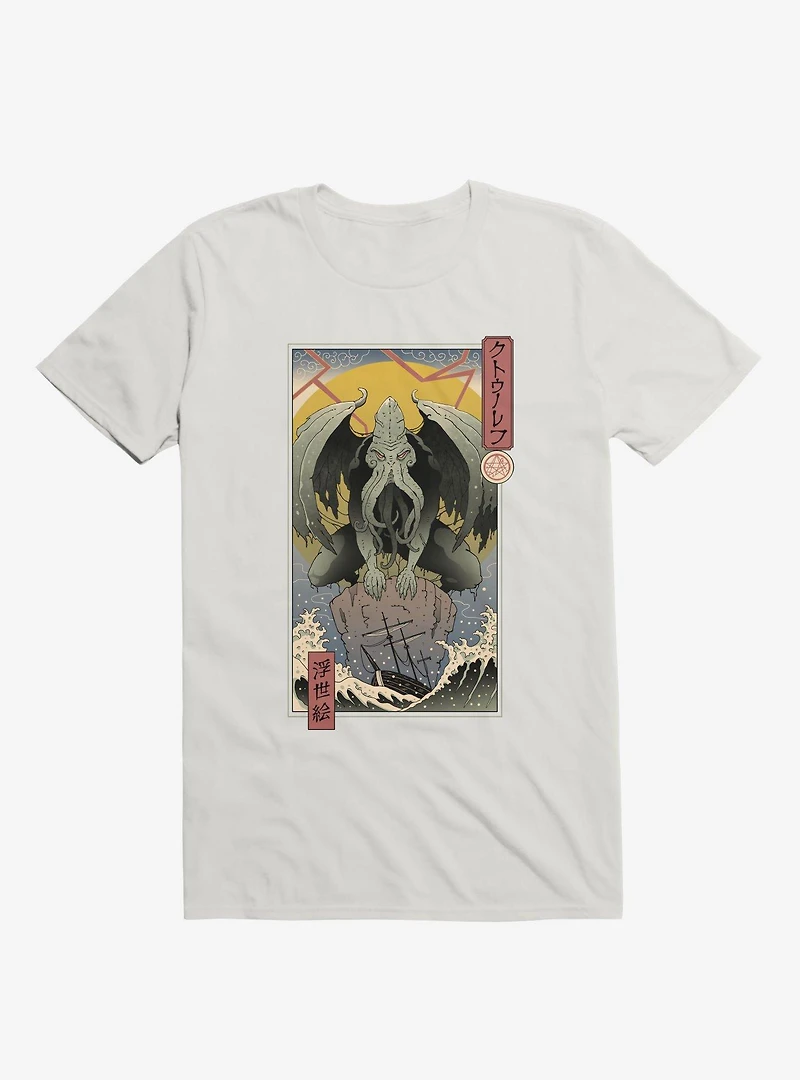 Ocean Cthulhu Edo White T-Shirt