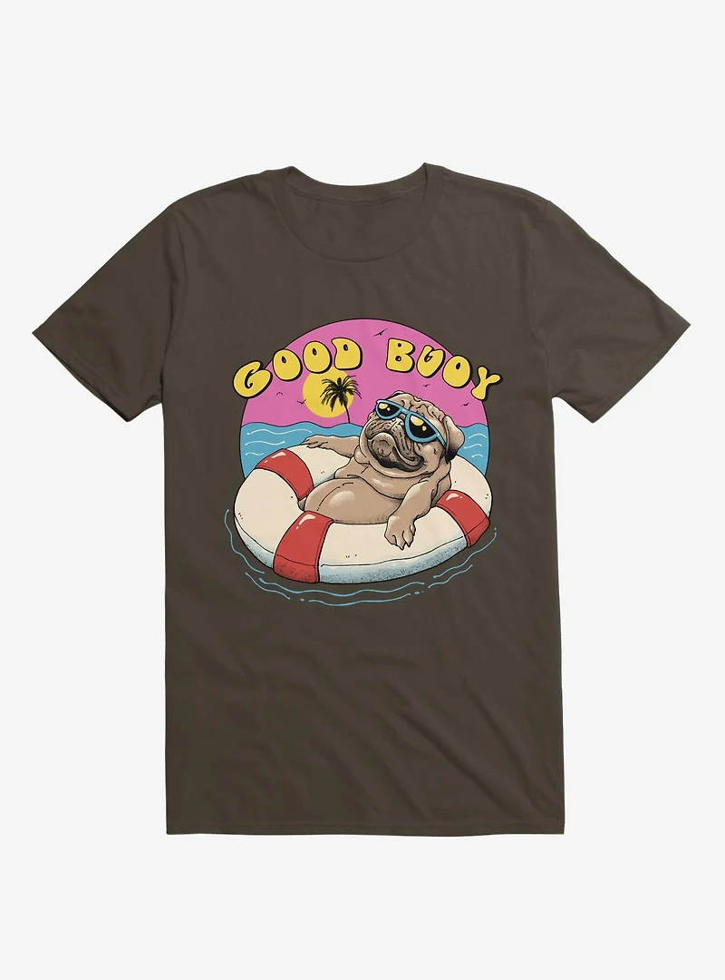 Ocean Pug Good Buoy! Brown T-Shirt