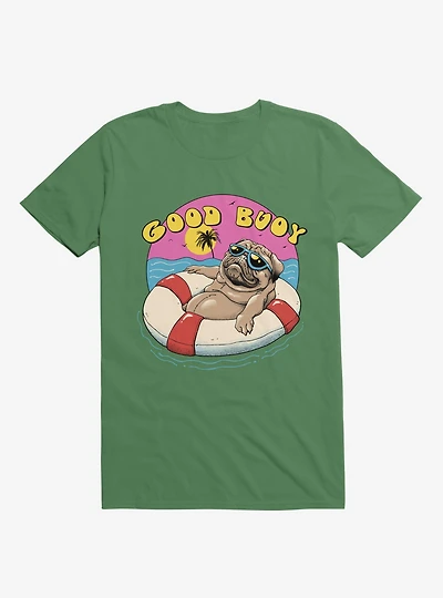 Ocean Pug Good Buoy! Kelly Green T-Shirt