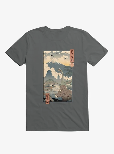 Dinosaurs Jurassic Ukiyo-e Charcoal Grey T-Shirt