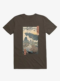 Dinosaurs Jurassic Ukiyo-e Brown T-Shirt