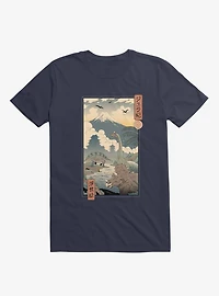 Dinosaurs Jurassic Ukiyo-e Navy Blue T-Shirt