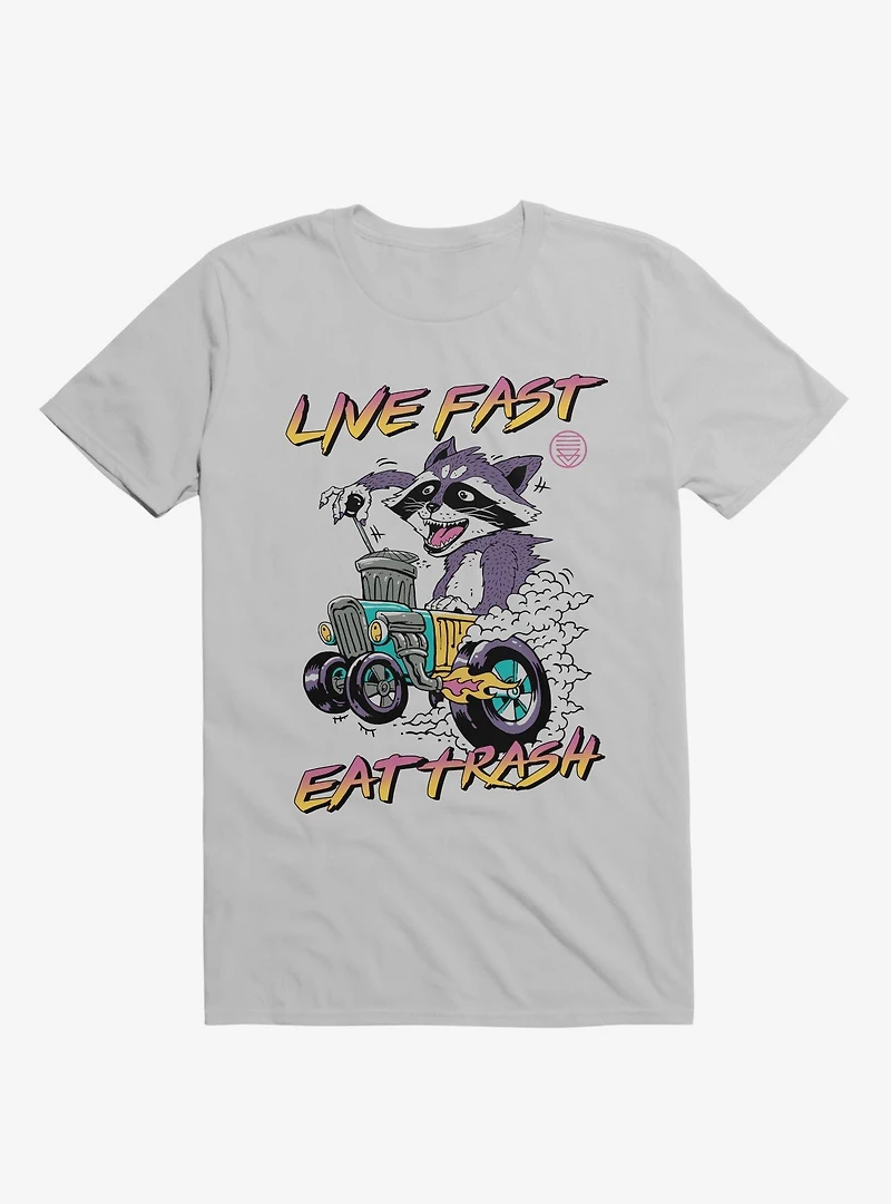 Raccoon Live Fast Eat Trash! Ice Grey T-Shirt