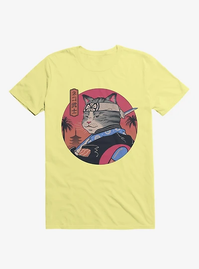 Samurai Cat Corn Silk Yellow T-Shirt