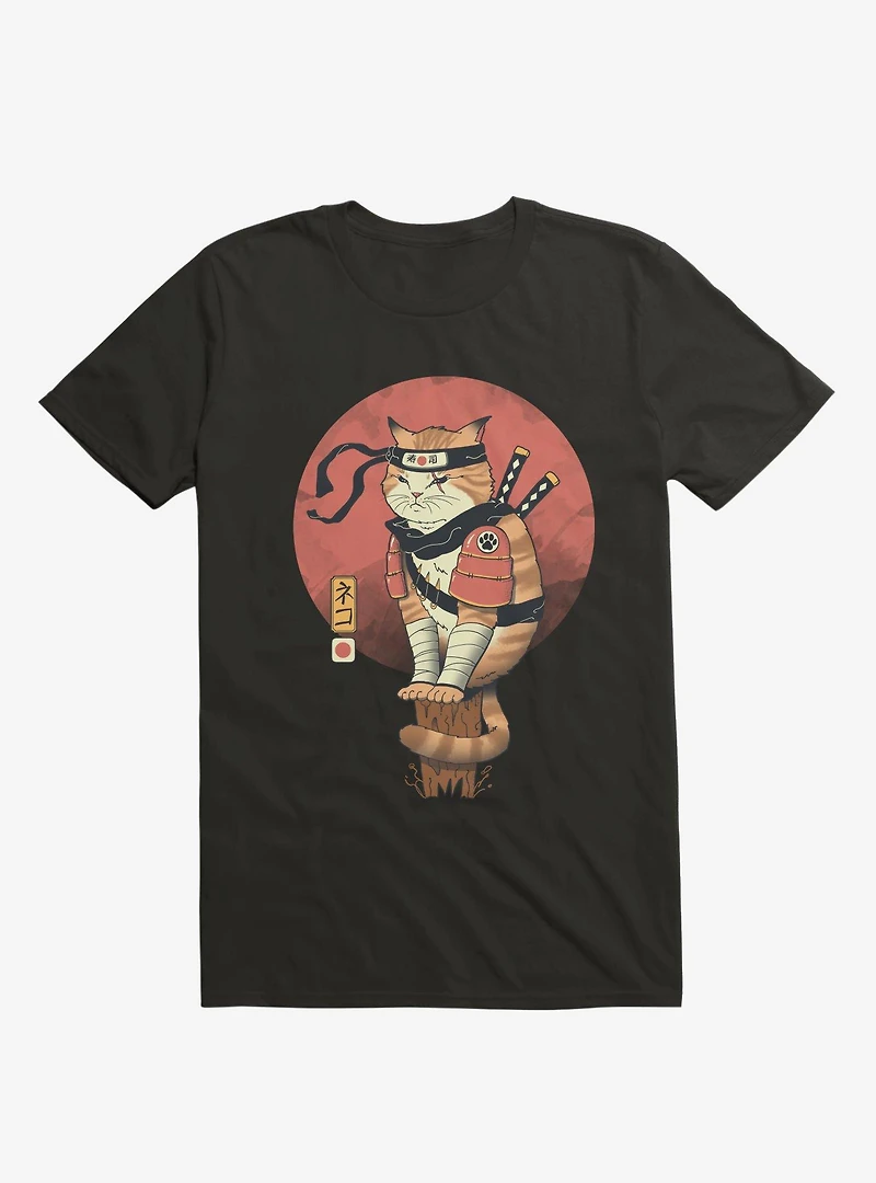 Orange Shinobi Cat Black T-Shirt