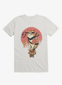 Orange Shinobi Cat White T-Shirt