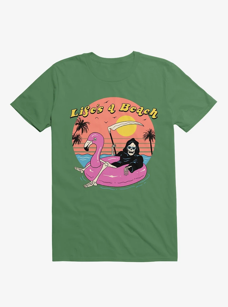 Life's A Beach Grim Reaper Kelly Green T-Shirt