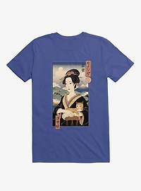 Geisha Cat Lisa Ukiyo-e Royal Blue T-Shirt