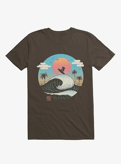 Surfing Waves Summer Vibes Brown T-Shirt