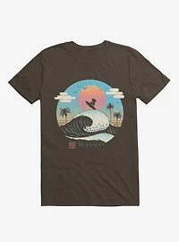 Surfing Waves Summer Vibes Brown T-Shirt