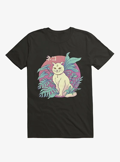 Leaves Vapor Cat Black T-Shirt