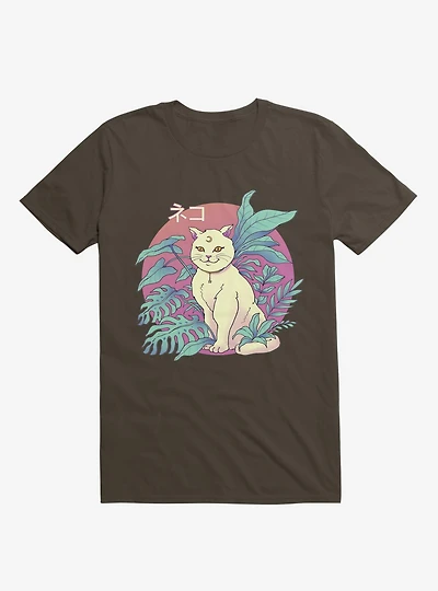 Leaves Vapor Cat Brown T-Shirt