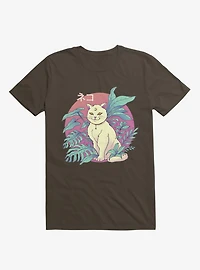 Leaves Vapor Cat Brown T-Shirt