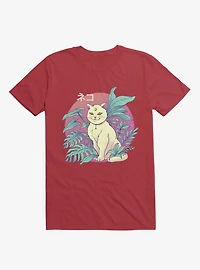 Leaves Vapor Cat Red T-Shirt