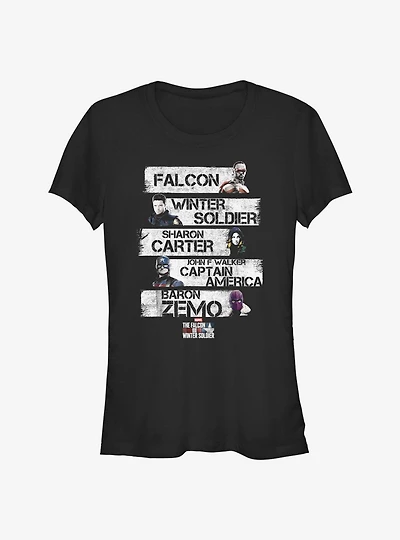 Marvel The Falcon And Winter Soldier Character Stack Girls T-Shirt
