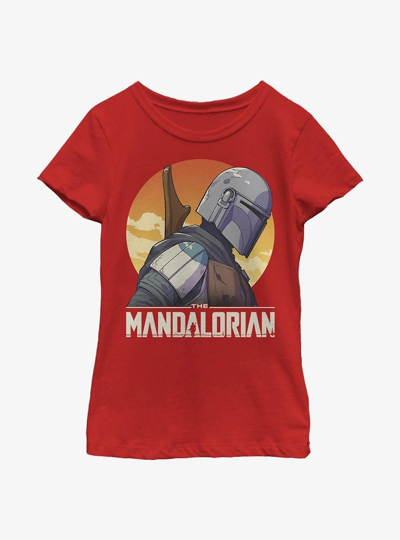 Star Wars The Mandalorian Mando Sunset Sil Youth Girls T-Shirt