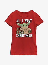 Star Wars The Mandalorian Christmas Baby V2 Youth Girls T-Shirt