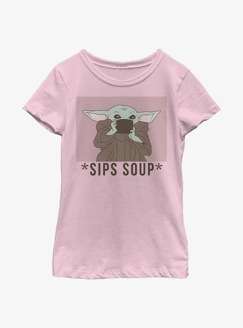 Star Wars The Mandalorian Sips Tea Youth Girls T-Shirt