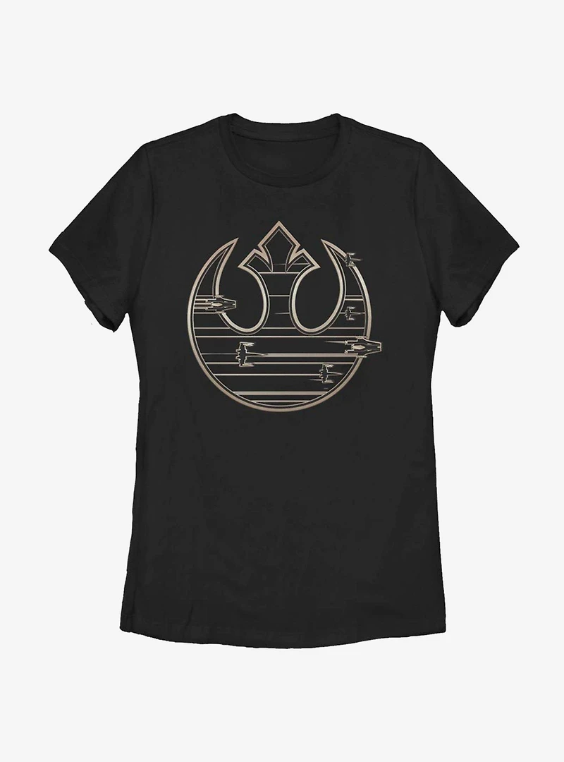 Star Wars Episode VIII: The Last Jedi Gold Rebel Logo Womens T-Shirt