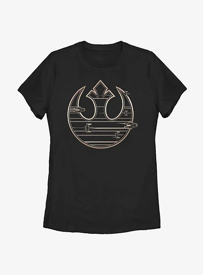 Star Wars Episode VIII: The Last Jedi Gold Rebel Logo Womens T-Shirt