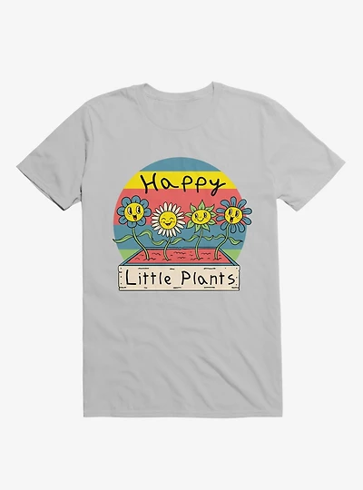 Happy Little Plants Ice Grey T-Shirt