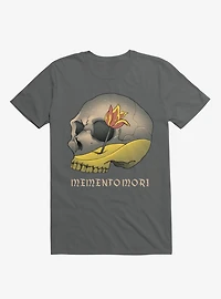 Memento Mori Flower Skull Charcoal Grey T-Shirt