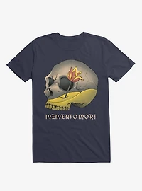 Memento Mori Flower Skull Navy Blue T-Shirt