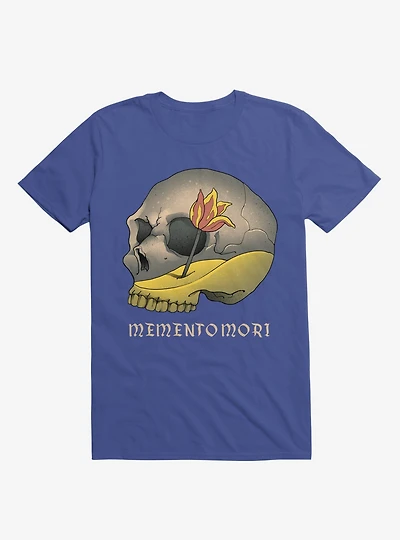 Memento Mori Flower Skull Royal Blue T-Shirt