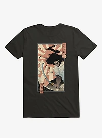 Samurai Sword Ocean Ukiyo-E Black T-Shirt