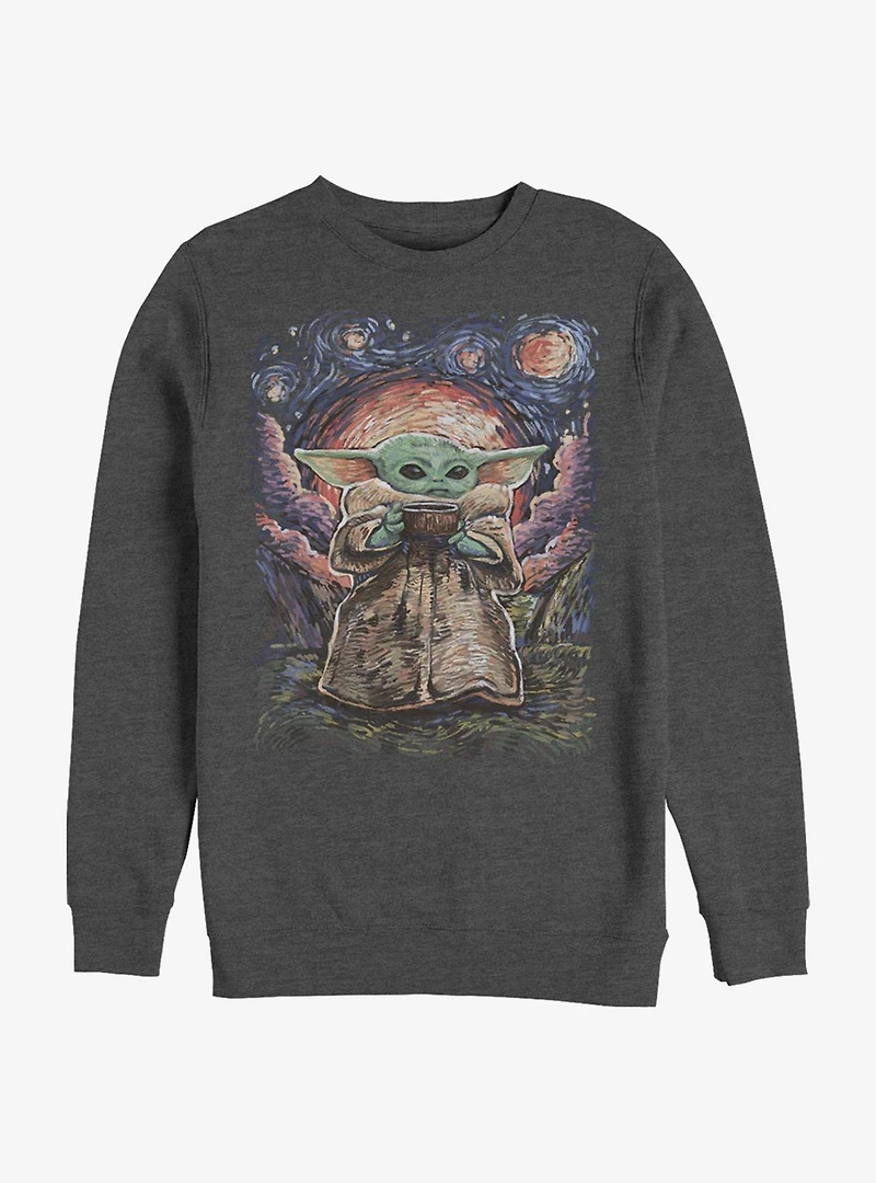 Star Wars The Mandalorian Child Sipping Night Sky Crew Sweatshirt